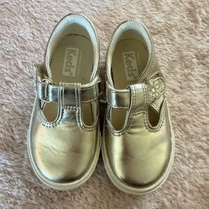 Keds Girls Metallic Gold T-Strap Mary Janes